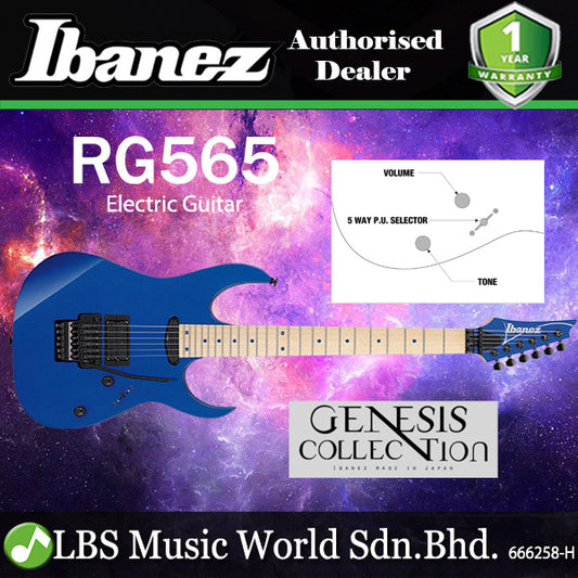 Ibanez RG565 Genesis Collection Electric Guitar With Maple Fretboard and Tremolo - Laser Blue