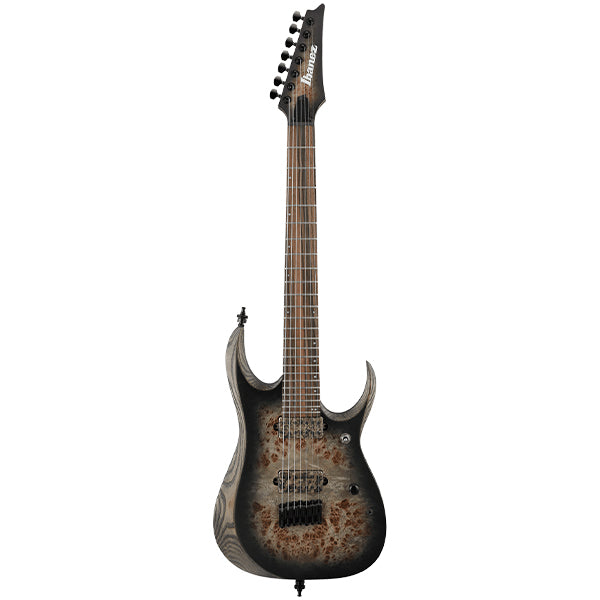 Ibanez RGD71ALPA Axion Poplar Burl Top Nyatoh Body Electric Guitar HH Pickup with Ebony Fretboard - Charcoal Burst Black Stained Flat