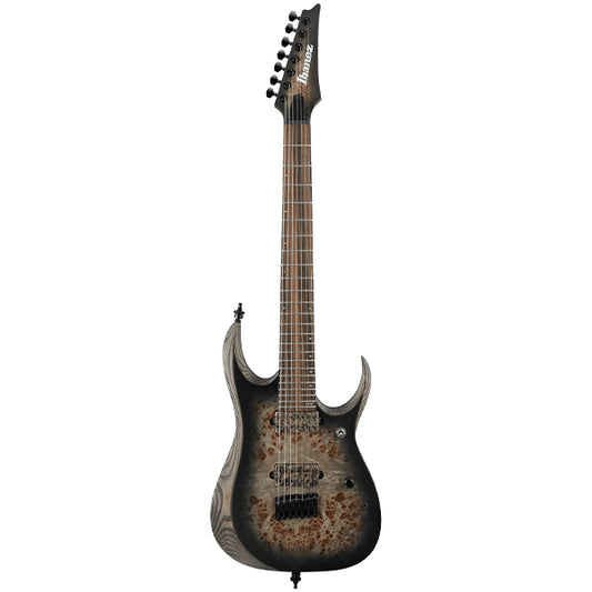 Ibanez RGD71ALPA Axion Poplar Burl Top Nyatoh Body Electric Guitar HH Pickup with Ebony Fretboard - Charcoal Burst Black Stained Flat