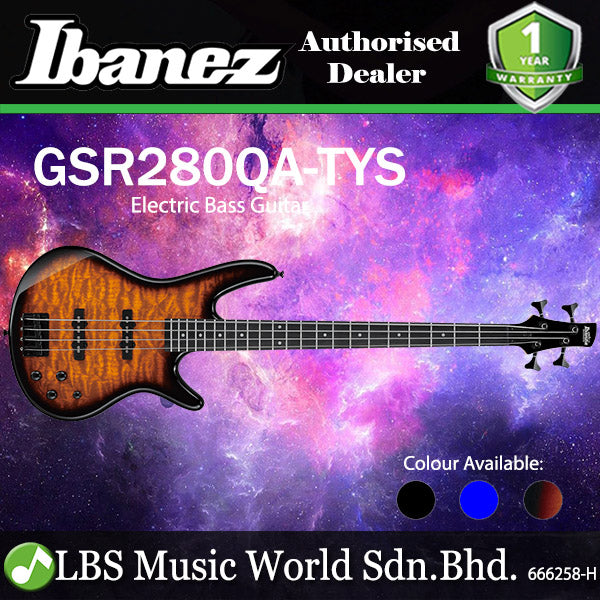 Ibanez GSR280QA 4 String Electric Bass Guitar with Okoume Body and Purpleheart Fretboard (GSR280 QA)