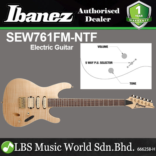 Ibanez SEW761FM Solid Meranti Body Flame Maple Top Electric Guitar HSS Pickup with  Rosewood Fretboard - Natural Flat