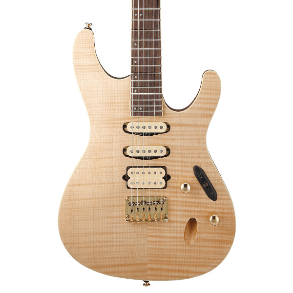 Ibanez SEW761FM Solid Meranti Body Flame Maple Top Electric Guitar HSS Pickup with  Rosewood Fretboard - Natural Flat