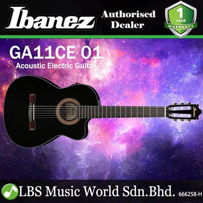 Ibanez GA11CE Cutaway Classical Body Acoustic Electric Guitar - Black  (GA11 CE)