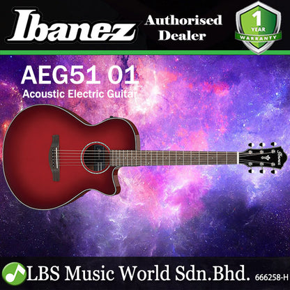 Ibanez AEG51 Spruce Top Acoustic Electric Guitar - Transparent Red Sunburst (AEG 51)