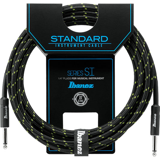 Ibanez SI20 6 Meter Woven Instrument Cable for Guitar with 2 Straight Plugs (SI 20)