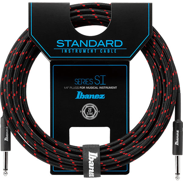 Ibanez SI20 6 Meter Woven Instrument Cable for Guitar with 2 Straight Plugs (SI 20)