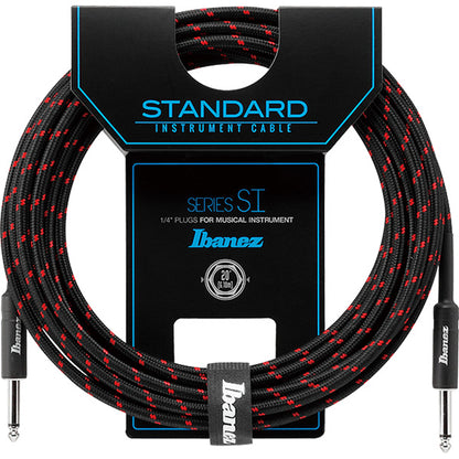 Ibanez SI20 6 Meter Woven Instrument Cable for Guitar with 2 Straight Plugs (SI 20)