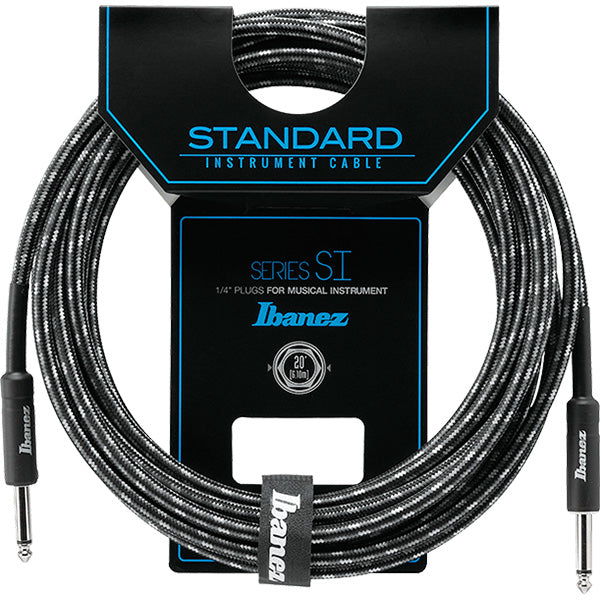 Ibanez SI20 6 Meter Woven Instrument Cable for Guitar with 2 Straight Plugs (SI 20)