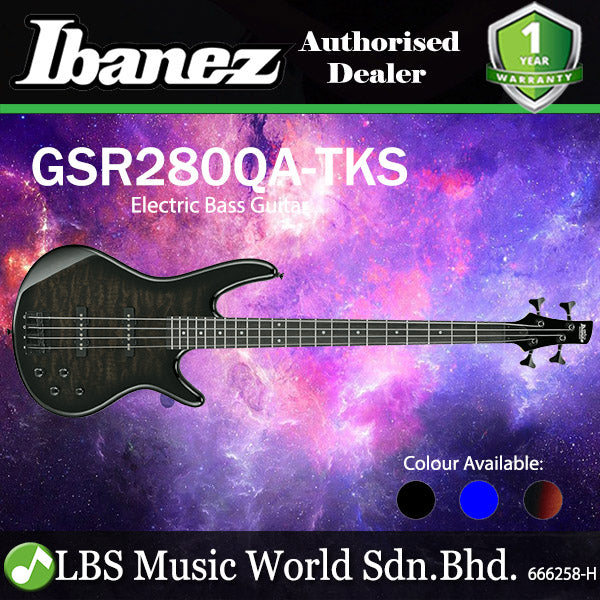 Ibanez GSR280QA 4 String Electric Bass Guitar - Transparent Black Sunburst (GSR280 QA)