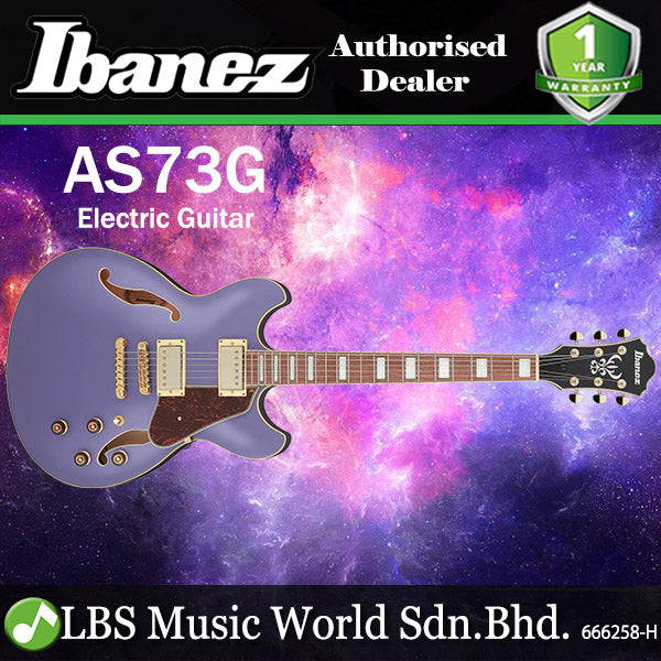Ibanez AS73G Hollowbody Electric Guitar with HH Pickup - Metallic Purple Flat (AS73 G)