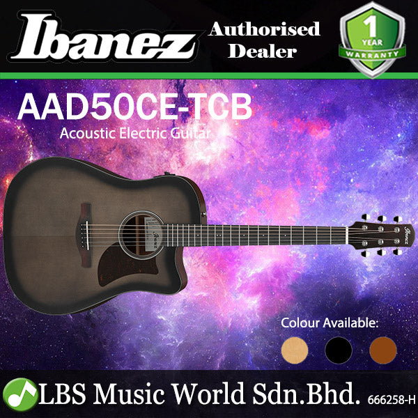 Ibanez AAD50CE Advanced Grand Dreadnought Body Acoustic Electric Guitar - Transparent Charcoal Burst Low Gloss (AAD50 CE)