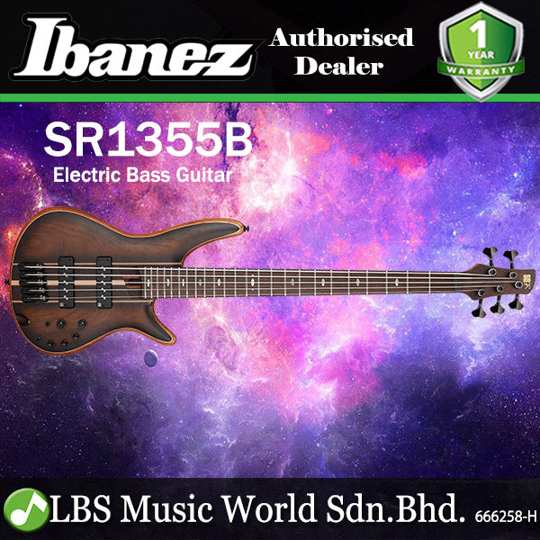 Ibanez SR1355B 5 String African Mahogany Body Electric Bass Guitar - Dual Mocha Burst Flat