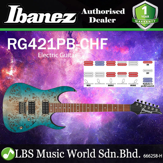 Ibanez RG421PB Meranti Body Poplar Burl Top Electric Guitar - Caribbean Shoreline Flat (RG 421PB)