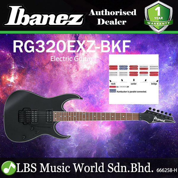 Ibanez RG320EXZ Meranti Body Electric Guitar with HH Pickups - Black Flat (RG320 EXZ)