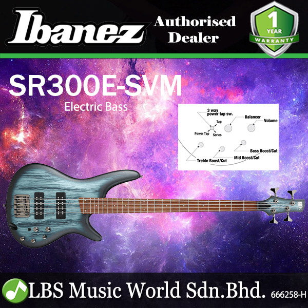 Ibanez SR300E 4 String Nyatoh Body Electric Bass Sky Veil Matte (SR 300E SR300E-SVM)