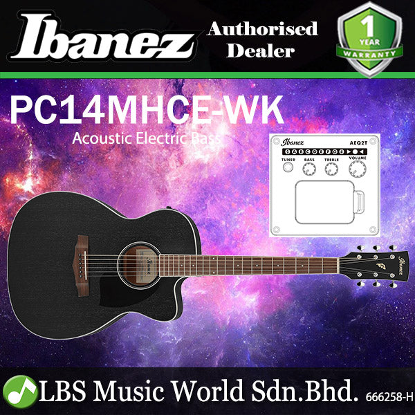 Ibanez PC14MHCE Cutaway Grand Concert Body Okoume Top Acoustic Electric Guitar Weathered Black Open Pore (PC14 PC14MHCE-WK)