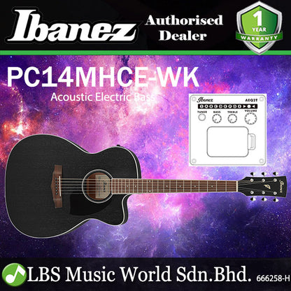Ibanez PC14MHCE Cutaway Grand Concert Body Okoume Top Acoustic Electric Guitar Weathered Black Open Pore (PC14 PC14MHCE-WK)