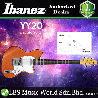 Ibanez YY20 Yvette Young Signature Alder Body Electric Guitar with SS Pickup and Rosewood Fingerboard - Orange Cream Sparkle