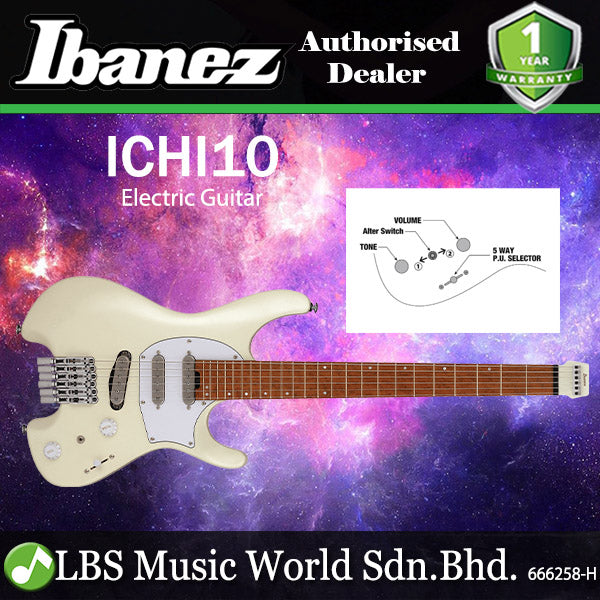Ibanez ICHI10 Ichika Signature Nyatoh Body Electric Guitar with SSS Pickup and Maple Fingerboard - Vintage White Matte