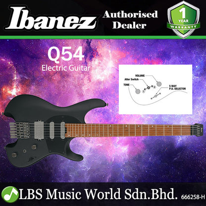 Ibanez Q54 Nyatoh Body Electric Guitar with HSS Pickup and Roasted Birdseye Maple Fingerboard - Black Flat