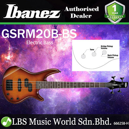 Ibanez GSRM20B MiKro 4 String Poplar Body Electric Bass Brown Sunburst (GSRM 20B GSRM20B-BS)