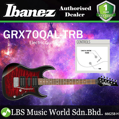 Ibanez GRX70QAL Poplar Body Quilted Maple Art Grain Top HSH Electric Guitar Transparent Red Burst (GRX70QAL-TRB)