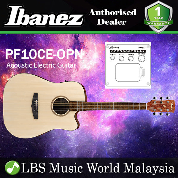 Ibanez PF10CE-OPN Cutaway Dreadnought Spruce Top Acoustic Electric Guitar with AEQ-2T Pickup (PF10 PF10CE)