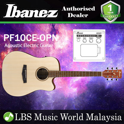 Ibanez PF10CE-OPN Cutaway Dreadnought Spruce Top Acoustic Electric Guitar with AEQ-2T Pickup (PF10 PF10CE)