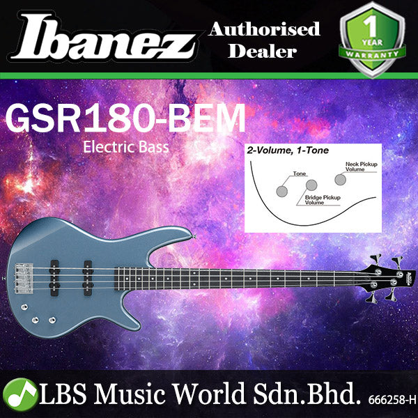 Ibanez GSR180 4 String Poplar body Electric Bass Baltic Blue Metallic (GSR180-BEM)