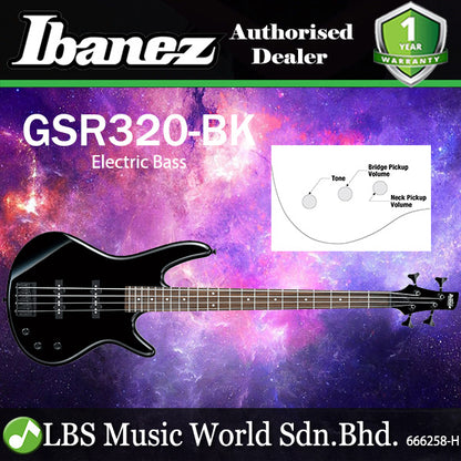 Ibanez GSR320 4 String Poplar Body Electric Bass Black (GSR320-BK)