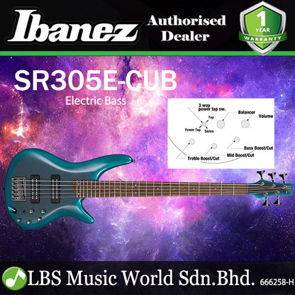 Ibanez SR305E 5 String Nyatoh Body Electric Bass Cerulean Aura Burst (SR 305E SR305E-CUB)