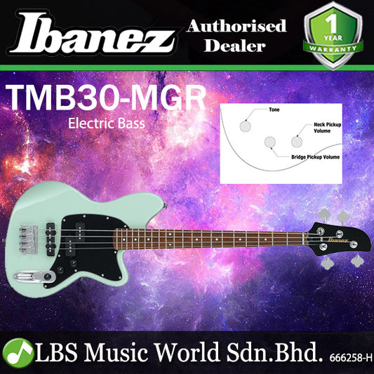 Ibanez TMB30 4 String Poplar Body 2 Single Coil Electric Bass Mint Green (TMB30-MGR)