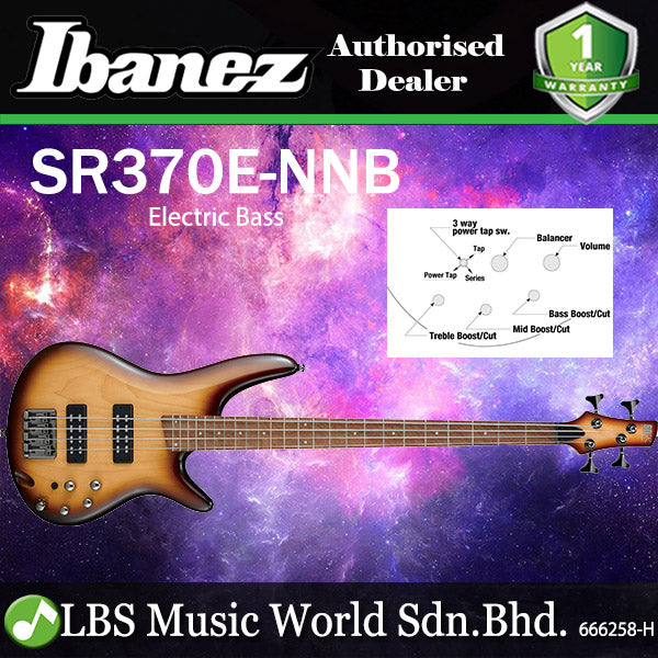 Ibanez SR370E 4 String Maple Body Electric Bass Natural Browned Burst (SR 370E SR370E-NNB)