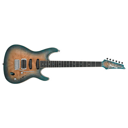 Ibanez SA460MBW 6 String Okoume Body Maple Burl Top SSH Electric Guitar Sunset Blue Burst (SA460 MBW SA460MBW-SUB)