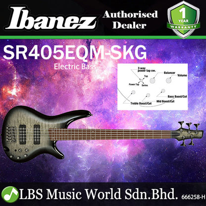 Ibanez SR405EQM 5 String African Nyatoh Body Quilt Maple Top Electric Bass Surreal Black Burst Gloss (SR405EQM-SKG)