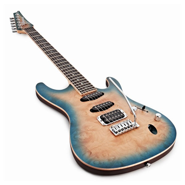 Ibanez SA460MBW 6 String Okoume Body Maple Burl Top SSH Electric Guitar Sunset Blue Burst (SA460 MBW SA460MBW-SUB)