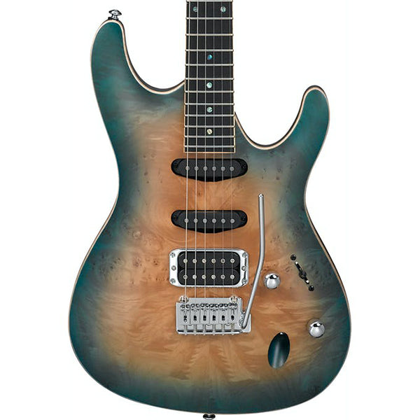 Ibanez SA460MBW 6 String Okoume Body Maple Burl Top SSH Electric Guitar Sunset Blue Burst (SA460 MBW SA460MBW-SUB)