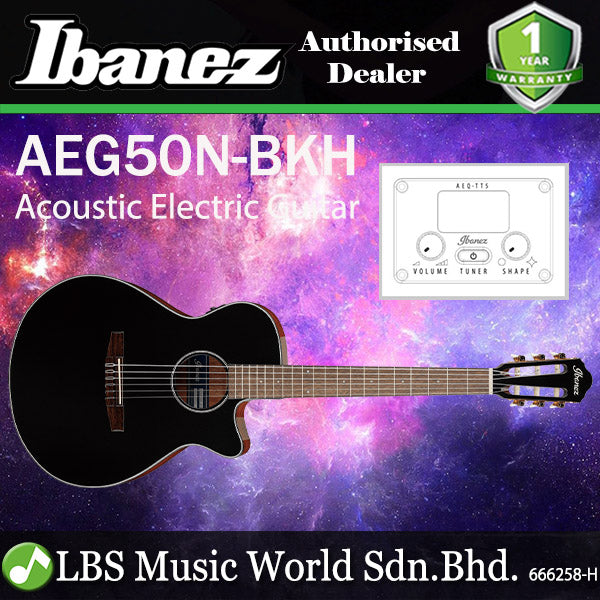 Ibanez AEG50N AEG Body Spruce Top Acoustic Electric Guitar with AEQ TTS Preamp (AEG50N-BKH)
