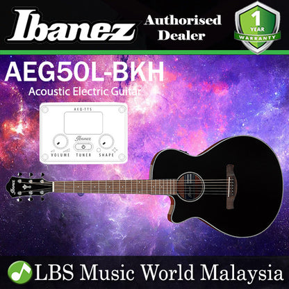 Ibanez AEG50L AEG Body Spruce Top Acoustic Electric Guitar with AEQ TTS Preamp Black High Gloss (AEG50L-BKH)