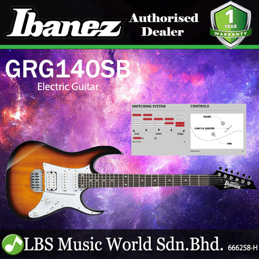Ibanez GRG140SB Poplar Body Electric Guitar With Tremolo And Purpleheart Fretboard - Sunburst (GRG140)