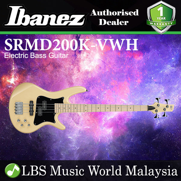[Discontinued] Ibanez SRMD200K-VWH Standard Poplar Body 4 String Electric Bass Guitar Vintage White (SRMD200K VWH)