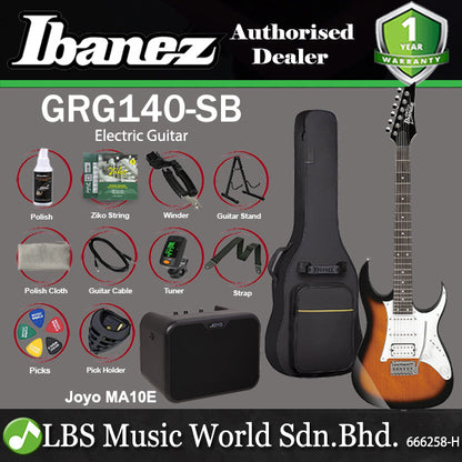 Ibanez GRG140SB Poplar Body Electric Guitar With Tremolo And Purpleheart Fretboard - Sunburst (GRG140)