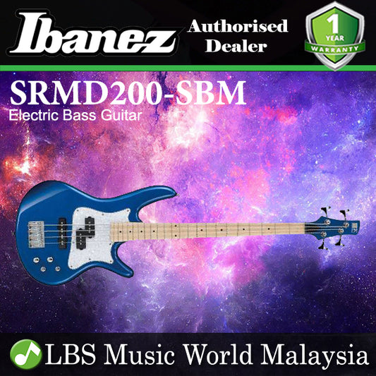 Ibanez SRMD200-SBM Standard Poplar Body 4 String Electric Bass Guitar Sapphire Blue Metallic (SRMD200 SBM)
