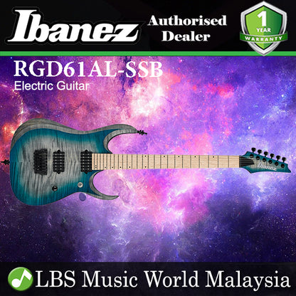 [Discontinued] Ibanez RGD61AL-SSB Axion Label Flame Maple And Ash Body Electric Guitar Stained Sapphire Blue Burst (RGD61AL SSB)