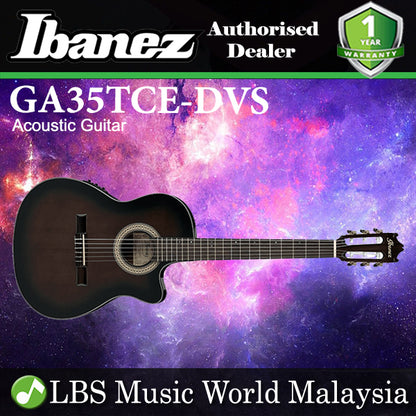 Ibanez GA35TCE-DVS Thinline Cutaway Body Classical Guitar With Equalizer Dark Violin Sunburst High Gloss (GA35TCE DVS)