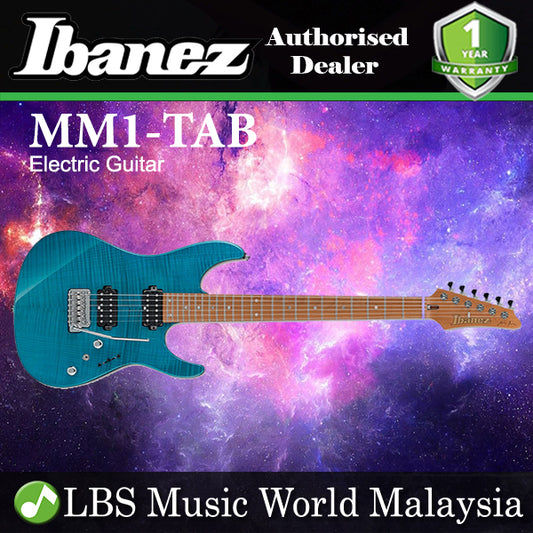 Ibanez MM1-TAB Standard Ash Body Martin Miller Signature Electric Guitar Transparent Aqua Burst (MM1 TAB)