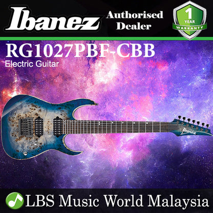 [Discontinued] Ibanez RG1027PBF-CBB Premium 7 String American Basswood Body Electric Guitar Cerulean Blue Burst (RG1027PBF CBB)