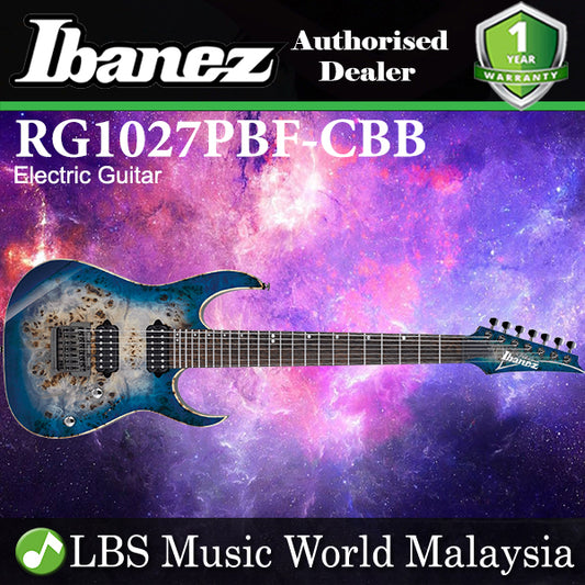 [Discontinued] Ibanez RG1027PBF-CBB Premium 7 String American Basswood Body Electric Guitar Cerulean Blue Burst (RG1027PBF CBB)