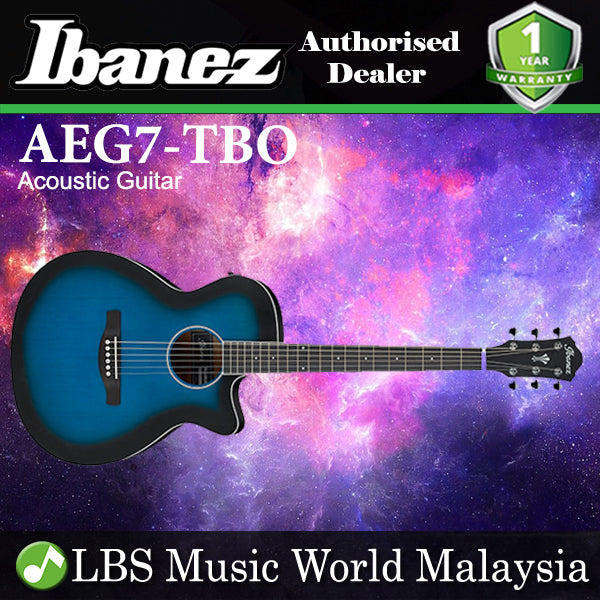 Ibanez AEG7-TBO Acoustic Guitar Transparent Blue Sunburst Open Pore (AEG7TBO  AEG7 TBO)