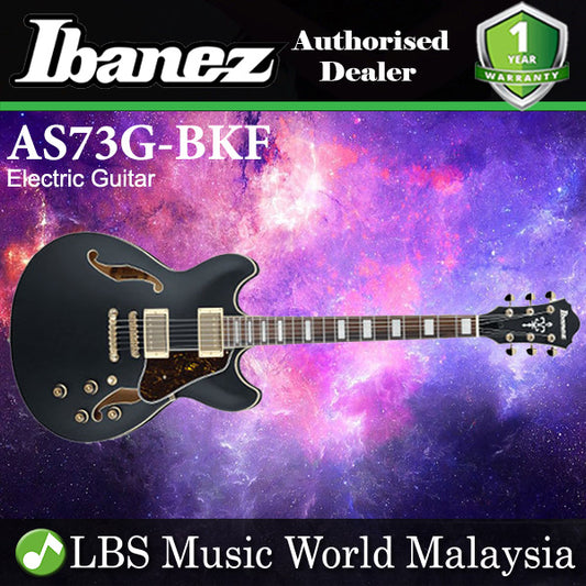 Ibanez AS73G-BKF Artcore Hollow Body Maple Top Electric Guitar Black Flat (AS73G)
